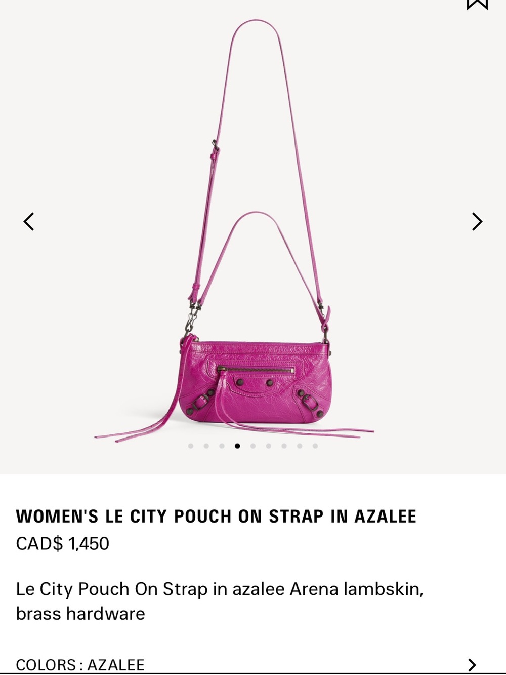 Authentic Balenciaga Bright Fuchsia (Azalee) Le City Pouch on Strap - Picture 10 of 10